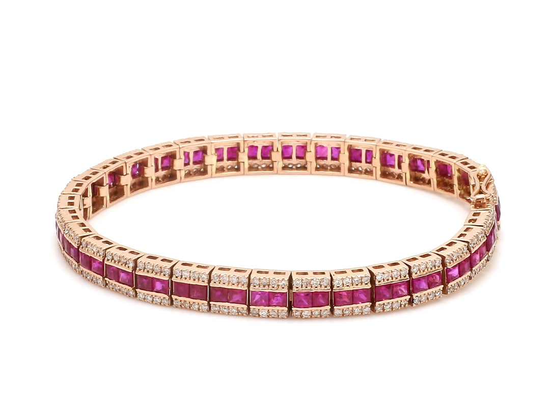 Ruby and Diamond Channel Set Bracelet - qivii