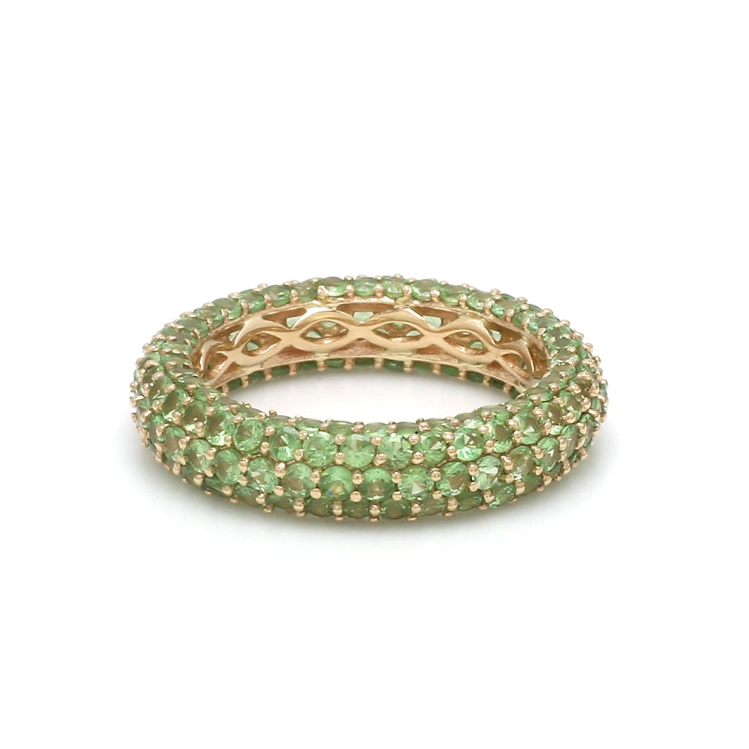 Tsavorite Pave Eternity Band Ring - qivii