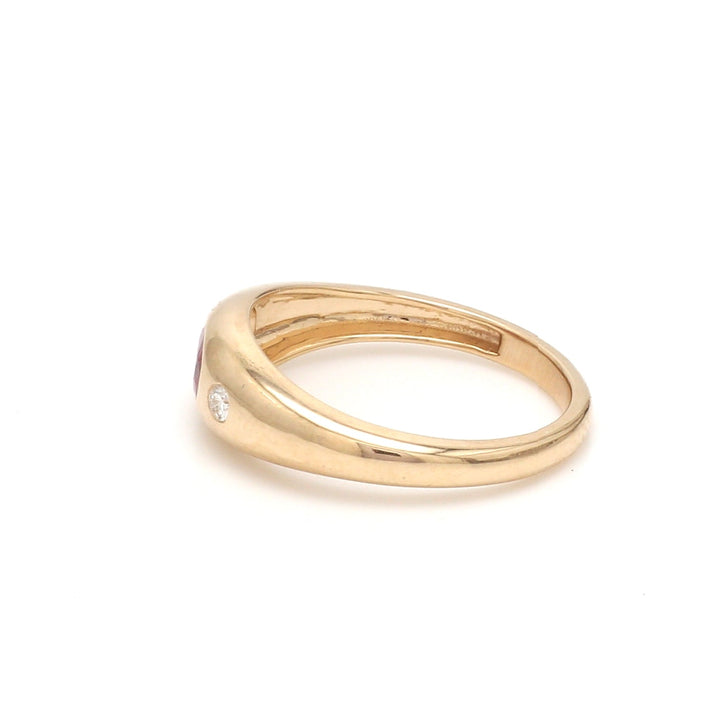 Ruby Oval Round Diamond Mini Chunky Ring - qivii