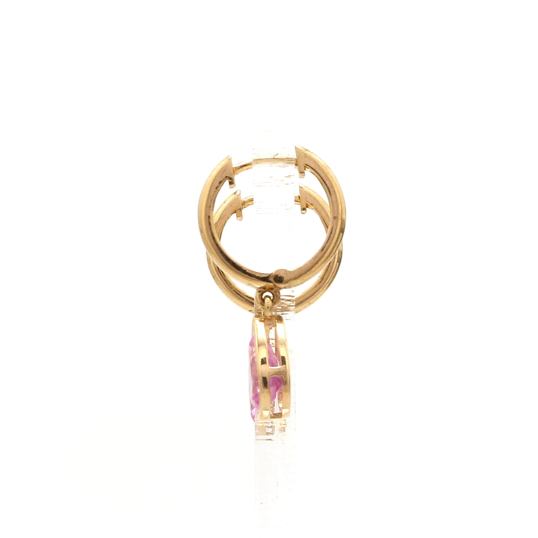Pink Sapphire Bezel Set Pear Mini Earrings - qivii