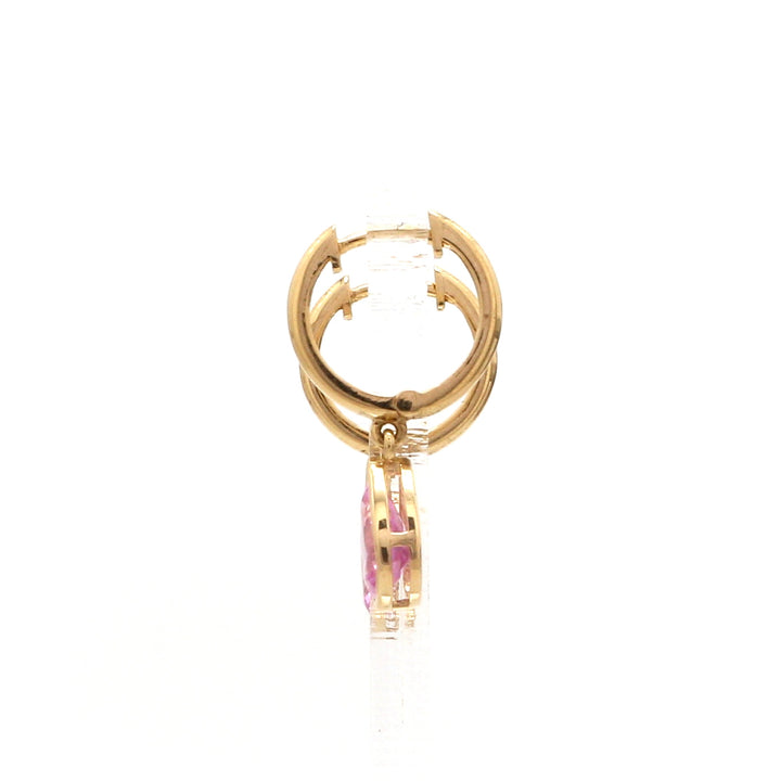 Pink Sapphire Bezel Set Pear Mini Earrings - qivii