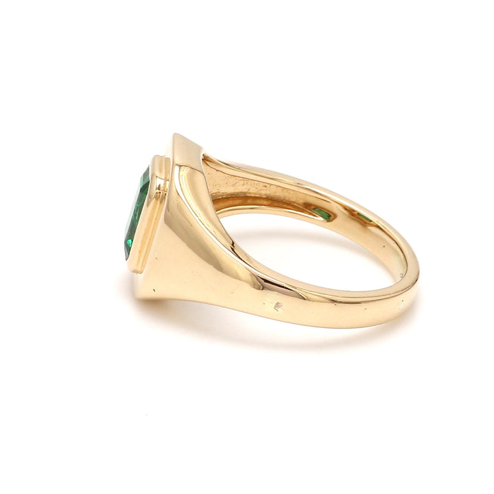 Emerald Octagon Bezel Set Signet Ring - qivii