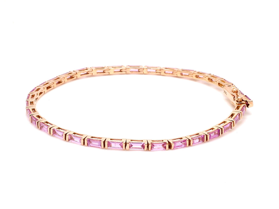 Pink Sapphire Horizontal Baguette Bracelet - qivii