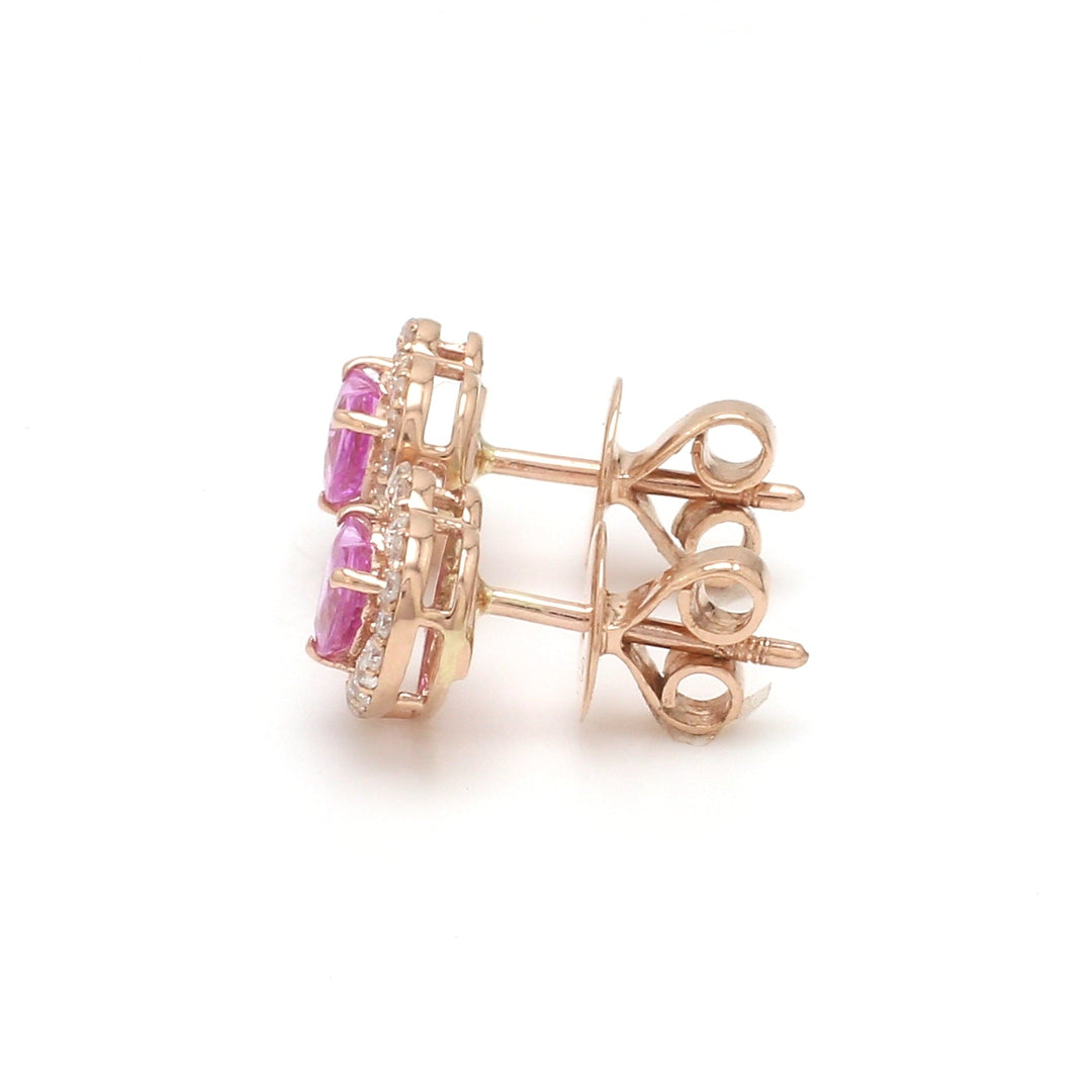 Pink Sapphire Heart Studs - qivii