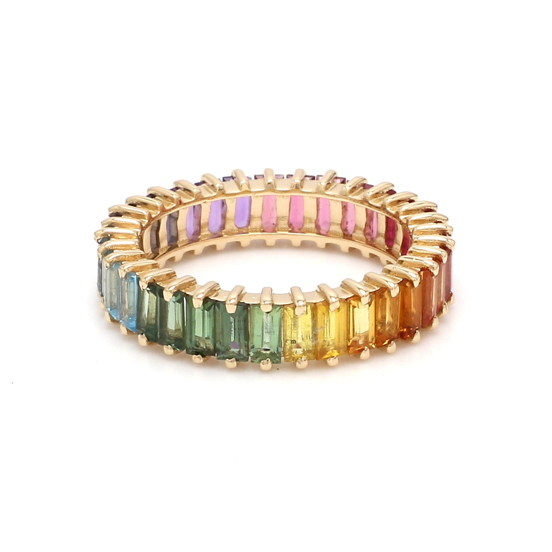 Rainbow Gemstone Vertical Baguette Ring - qivii