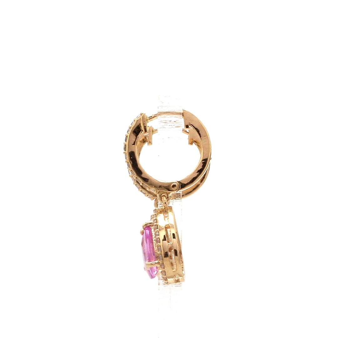 Pink Sapphire Pear Diamond Earrings - qivii