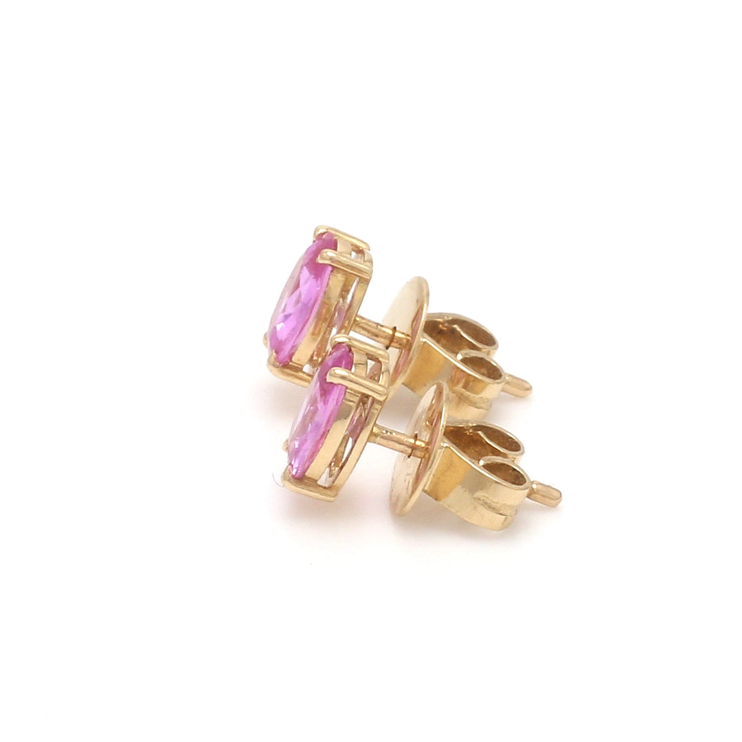 Pink Sapphire Oval Prong Set Studs - qivii