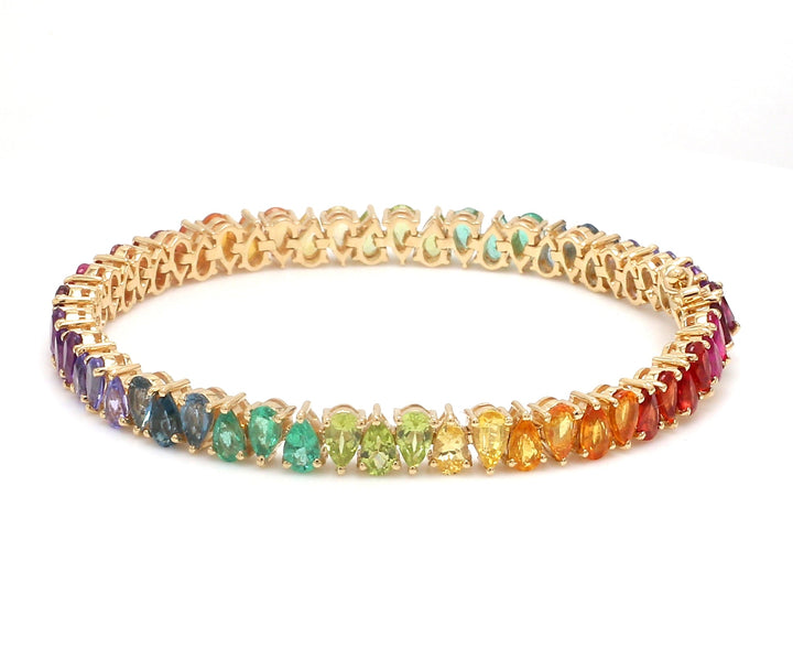 Rainbow Gemstone Pear Alternate Tennis Bracelet - qivii