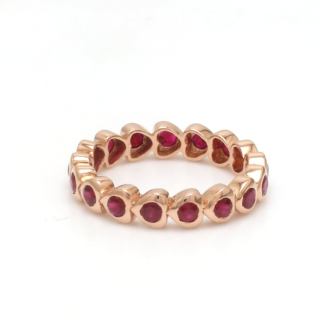 Ruby Heart Round Ring - qivii