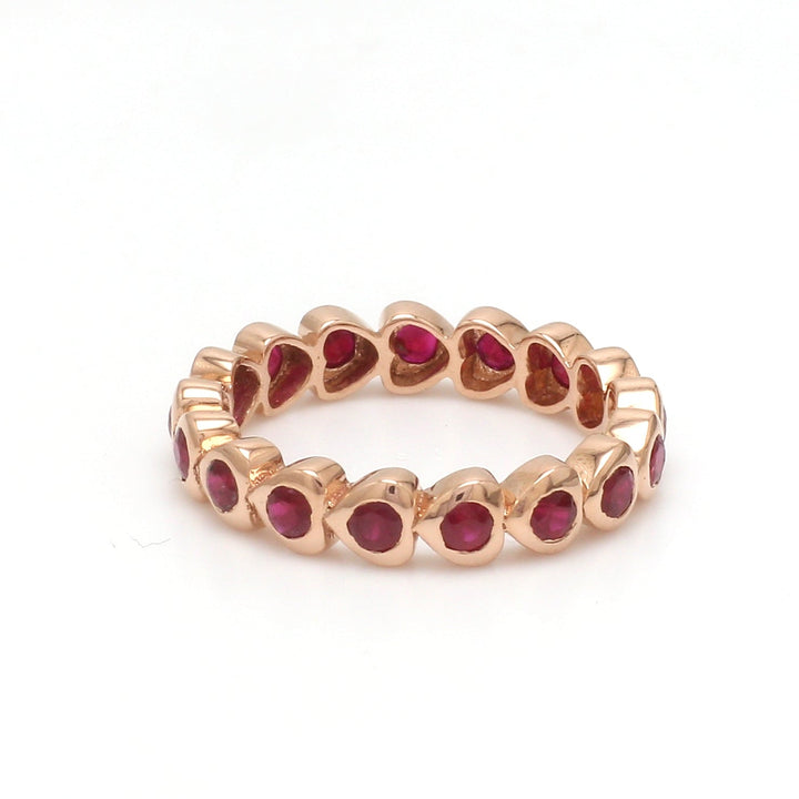 Ruby Heart Round Ring - qivii