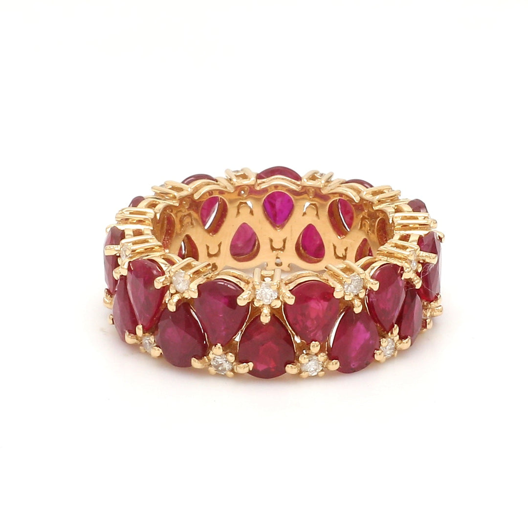 Ruby Pear and Diamond Ring - qivii