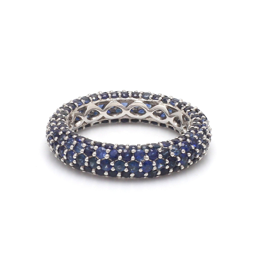 Blue Sapphire Pave Set Inside Out Ring - qivii