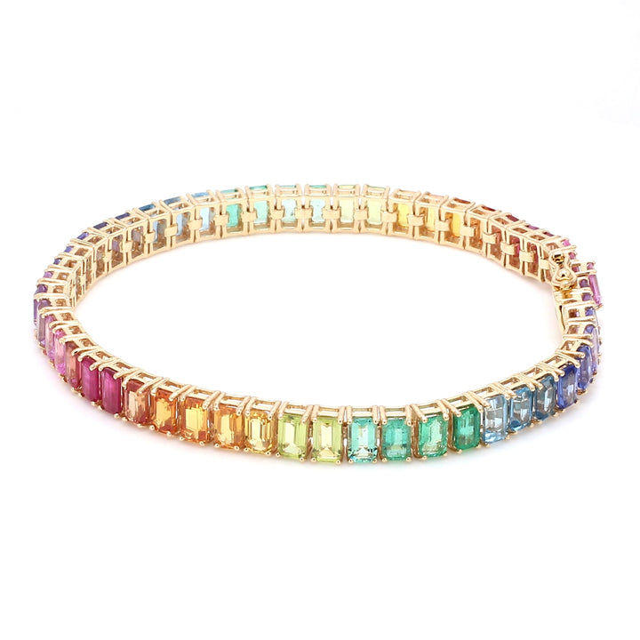 Rainbow Gemstone Emerald Cut Bracelet - qivii