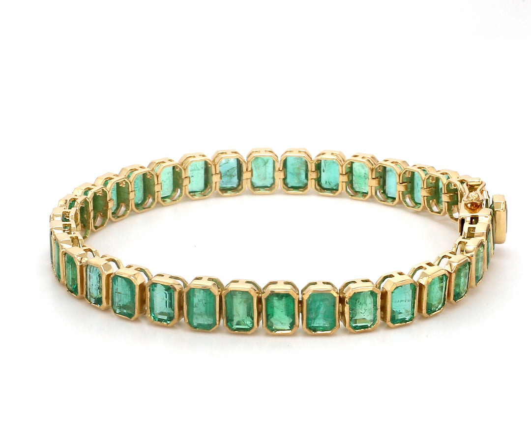Emerald Octagon Bezel Set Bracelet (Small) - qivii