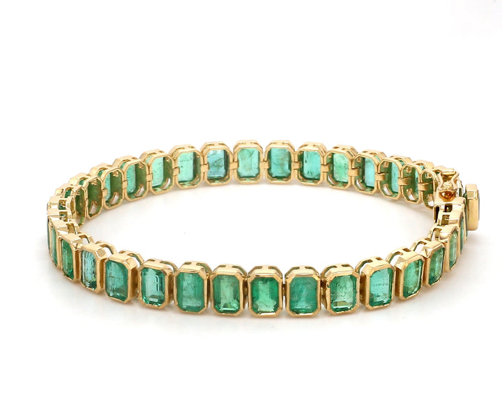Emerald Octagon Bezel Set Bracelet (Small) - qivii