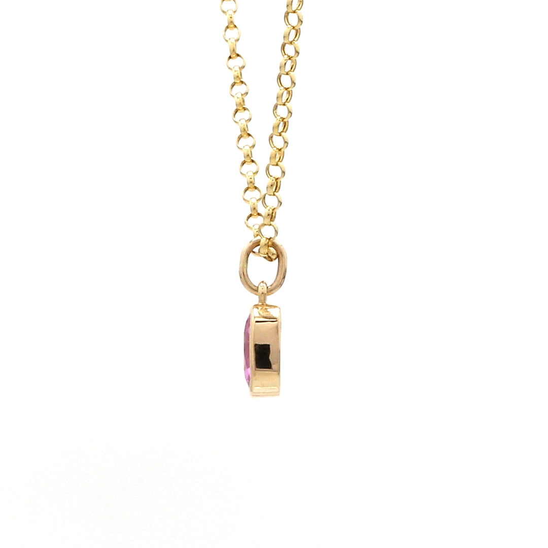 Pink Sapphire Cushion Charm Pendant - qivii