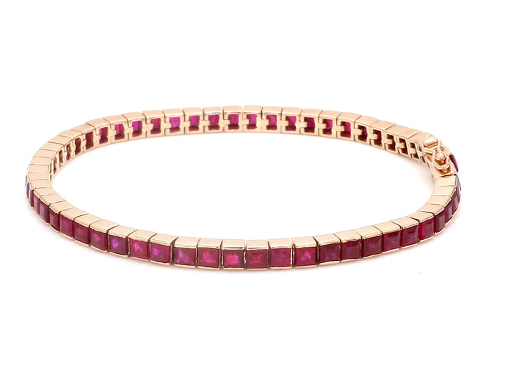 Ruby Princess Cut Channel Set Tennis Bracelet - qivii