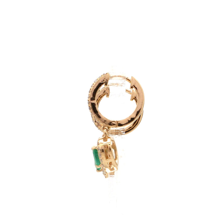 Emerald Heart and Diamond Mini Huggies Earrings - qivii