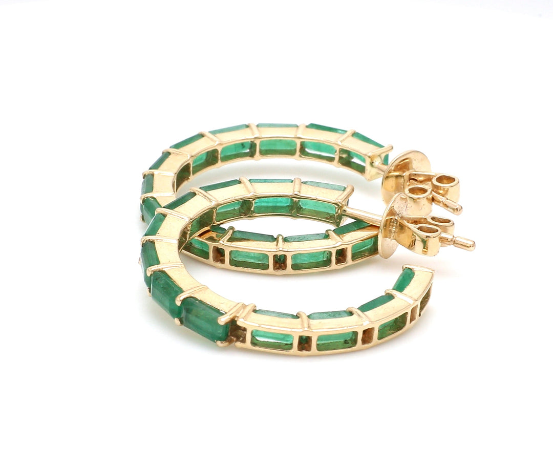 Emerald Octagon Small Hoops - qivii