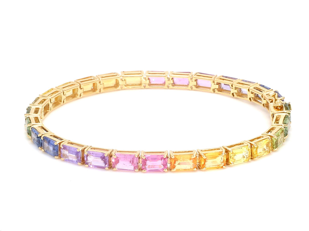 Rainbow Sapphire Big Emerald Cut Bracelet - qivii