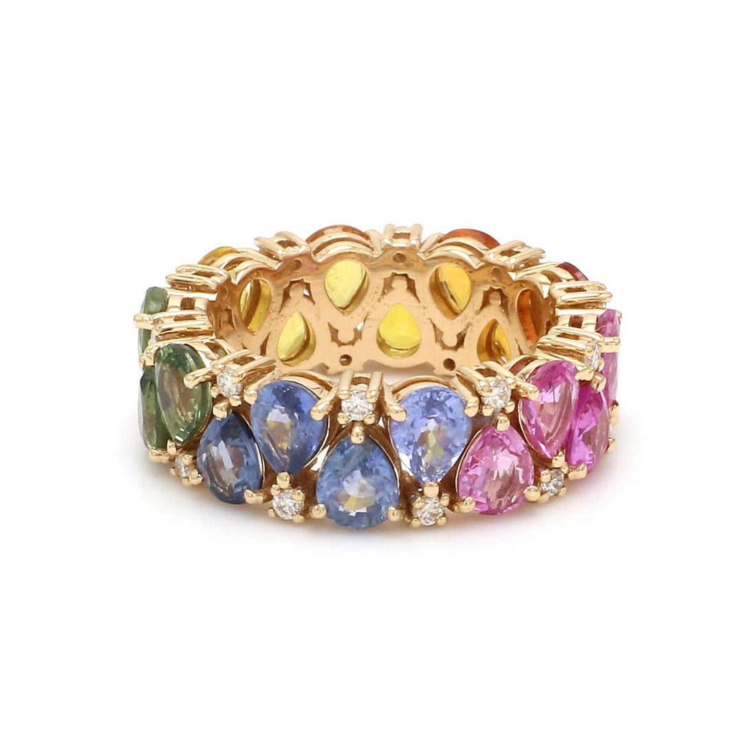 Rainbow Sapphire Pear Diamond Ring - qivii