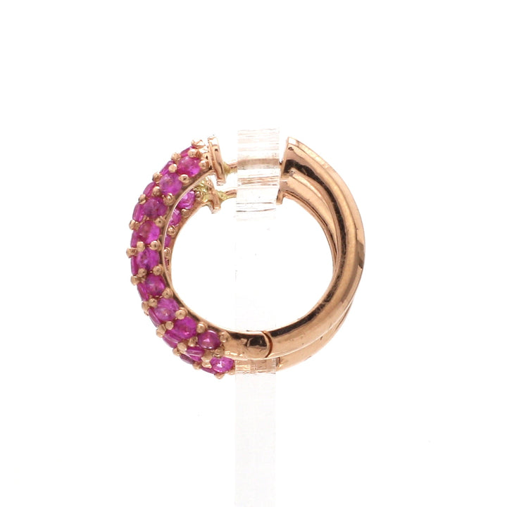 Pink Sapphire Mini Pave Huggies - qivii