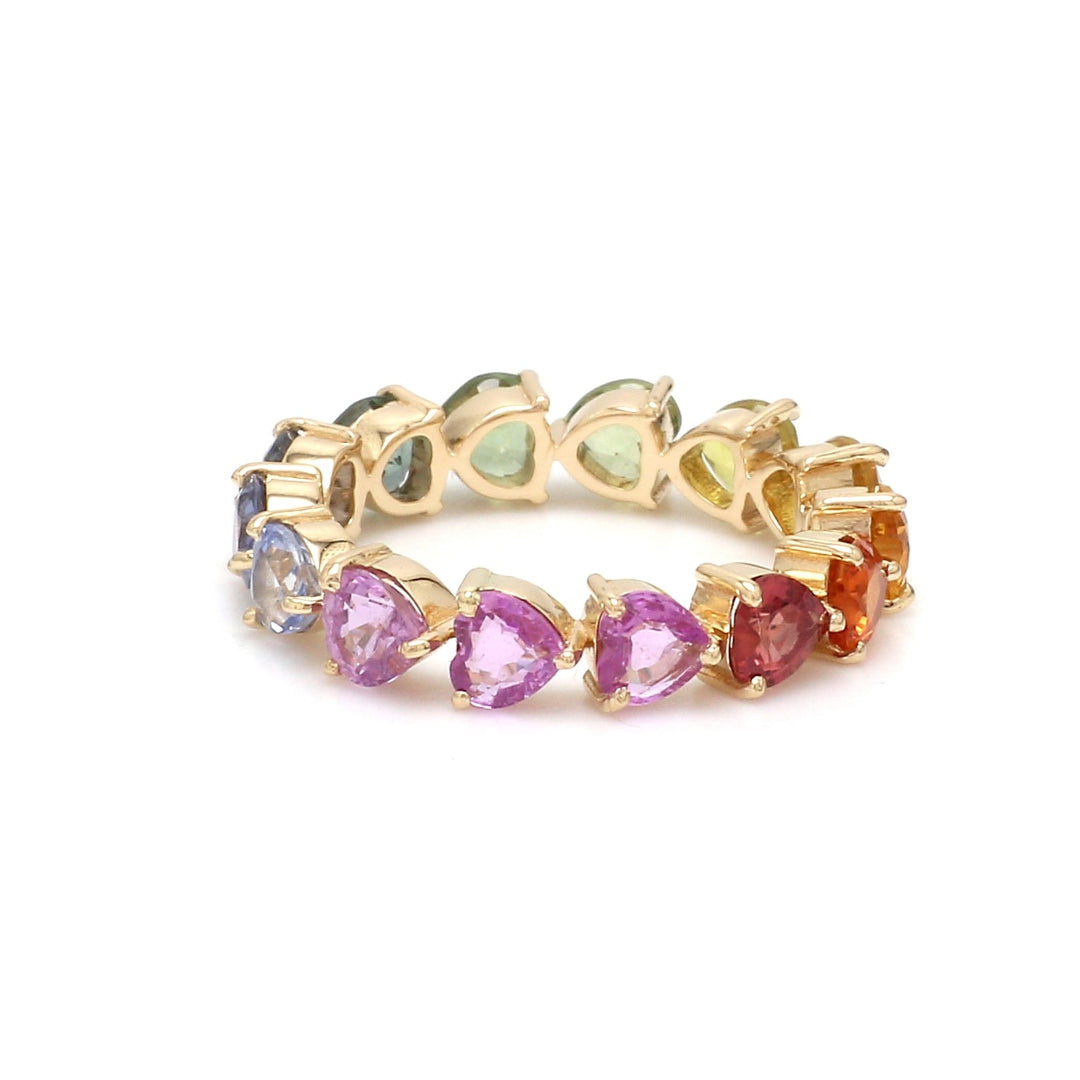 Rainbow Sapphire East West Heart Ring - qivii