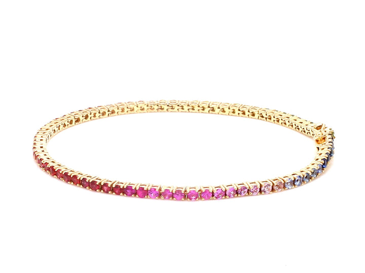 Rainbow Sapphire 2MM Bracelet (Single Rainbow) - qivii