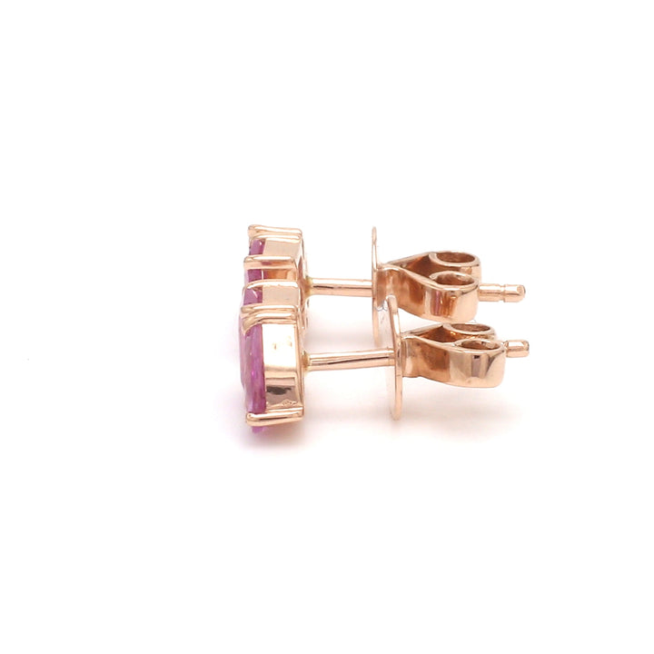 Pink Sapphire Octagon And Pear Two Stone Studs Earring - qivii