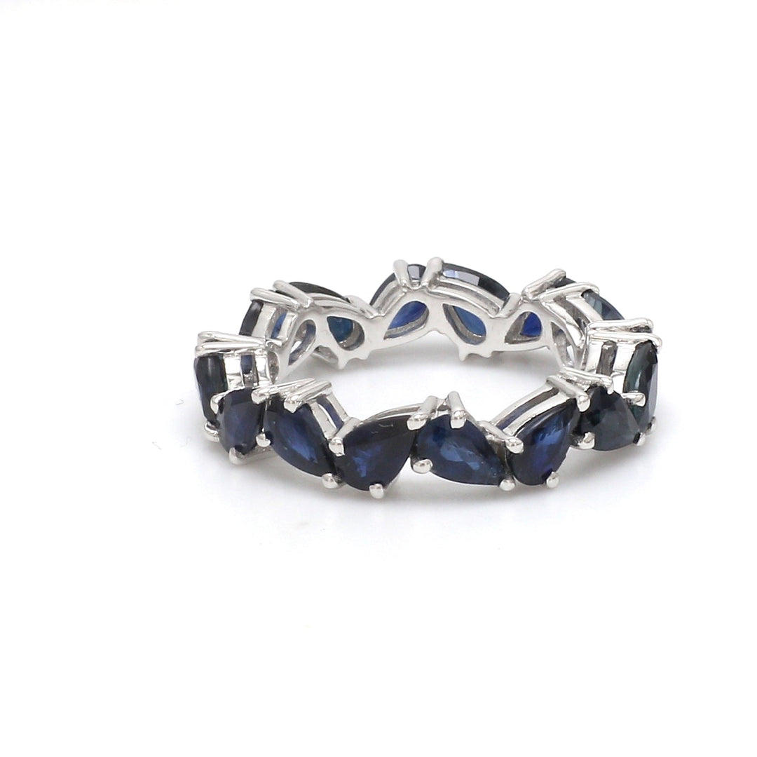 Blue Sapphire Zig Zag Pear Ring - qivii