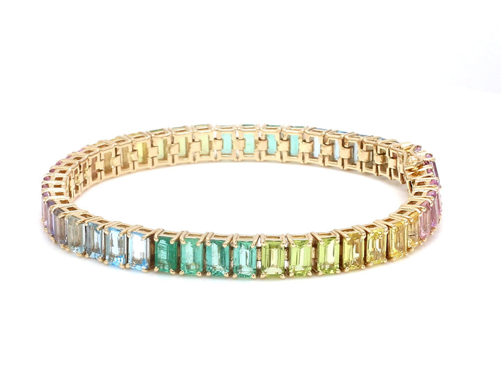 Rainbow Gemstone Emerald Cut Pastel Bracelet - qivii