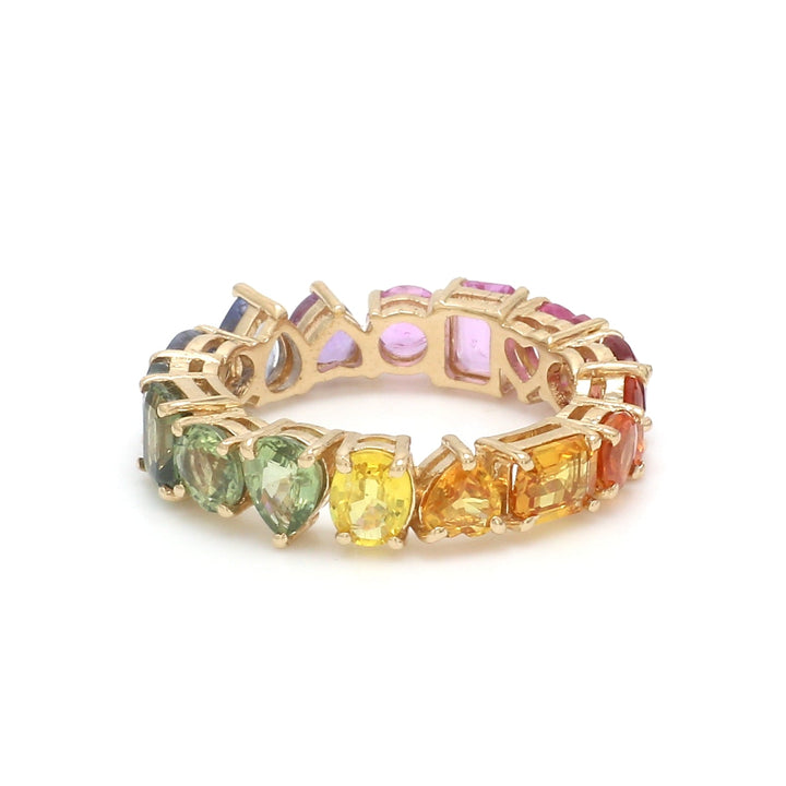 Rainbow Sapphire Mix Shape Ring - qivii