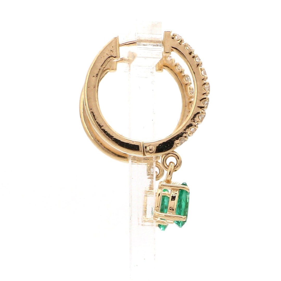 Emerald Pear Diamond Mini Huggies Earrings - qivii