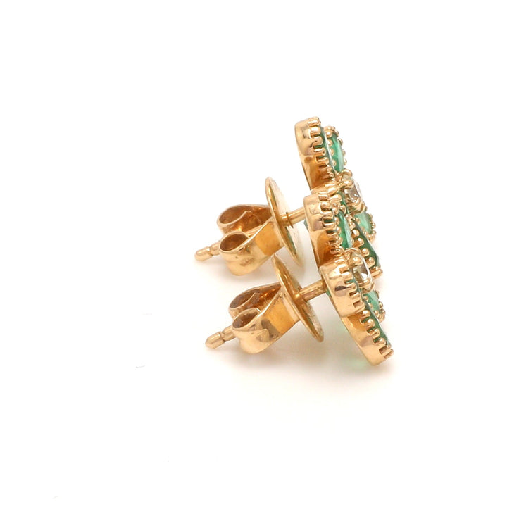 Emerald Pear Cut Diamond Floral Studs - qivii