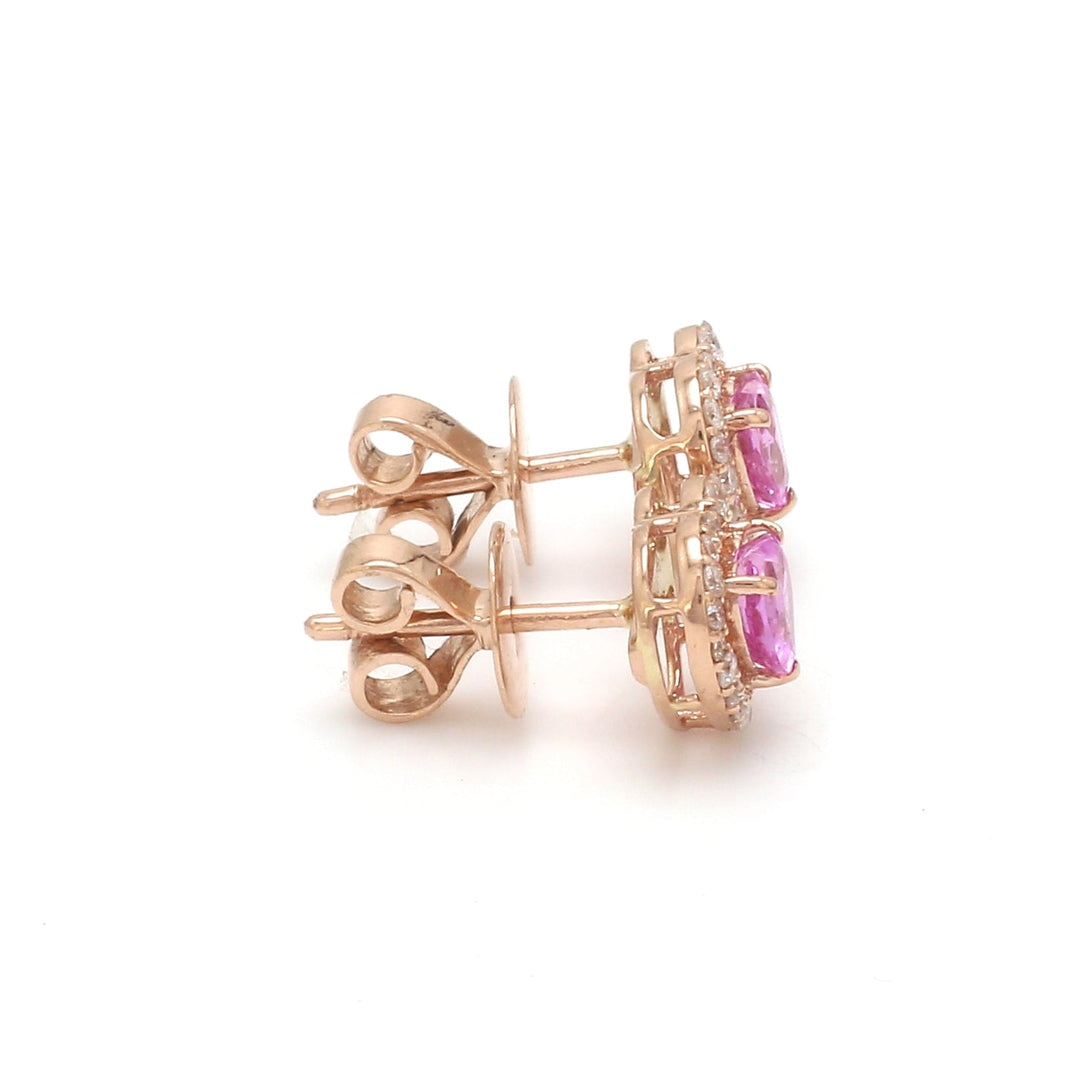 Pink Sapphire Heart Studs - qivii
