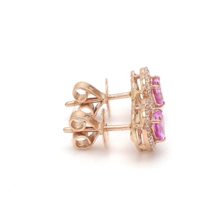 Pink Sapphire Heart Studs - qivii