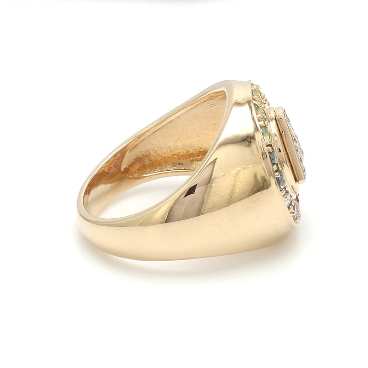 Rainbow Sapphire Letter Signet Ring - qivii