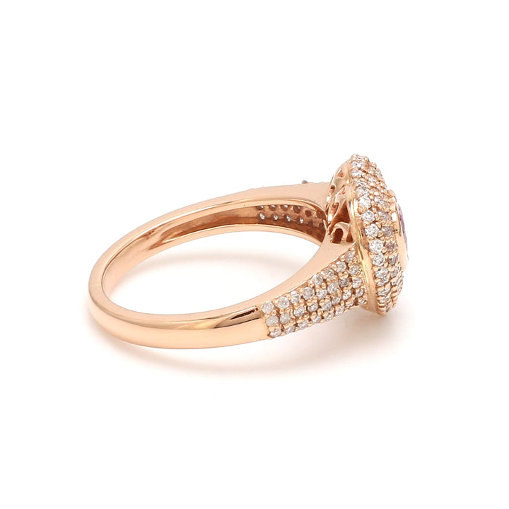 Pink Sapphire Heart and Diamond Ring - qivii