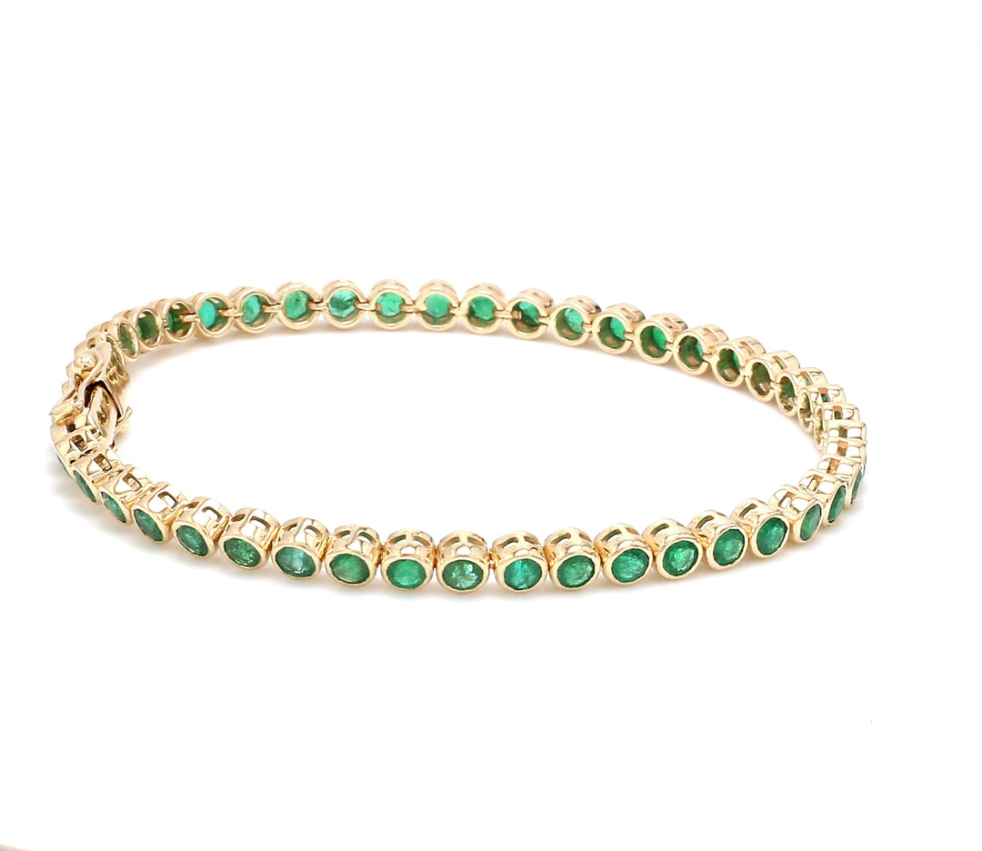 Emerald Round Bezel Set Bracelet - qivii