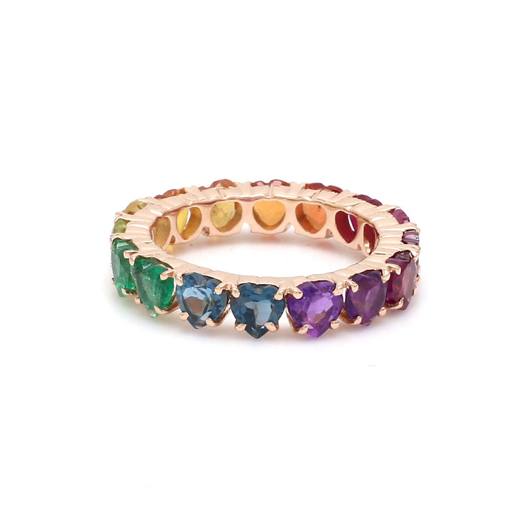 Rainbow Gemstone Prong Set Heart Ring - qivii