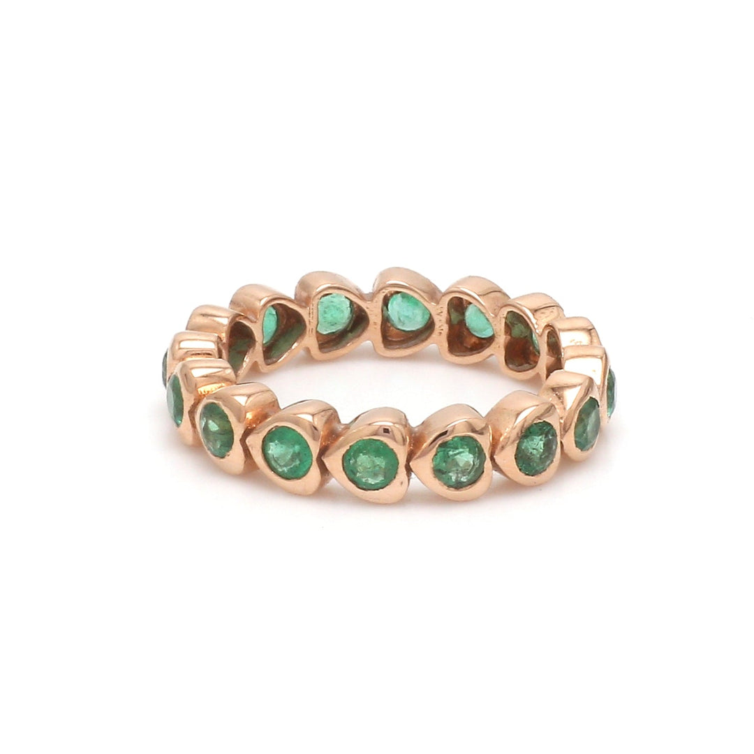 Emerald Round Bezel Set Heart Ring - qivii