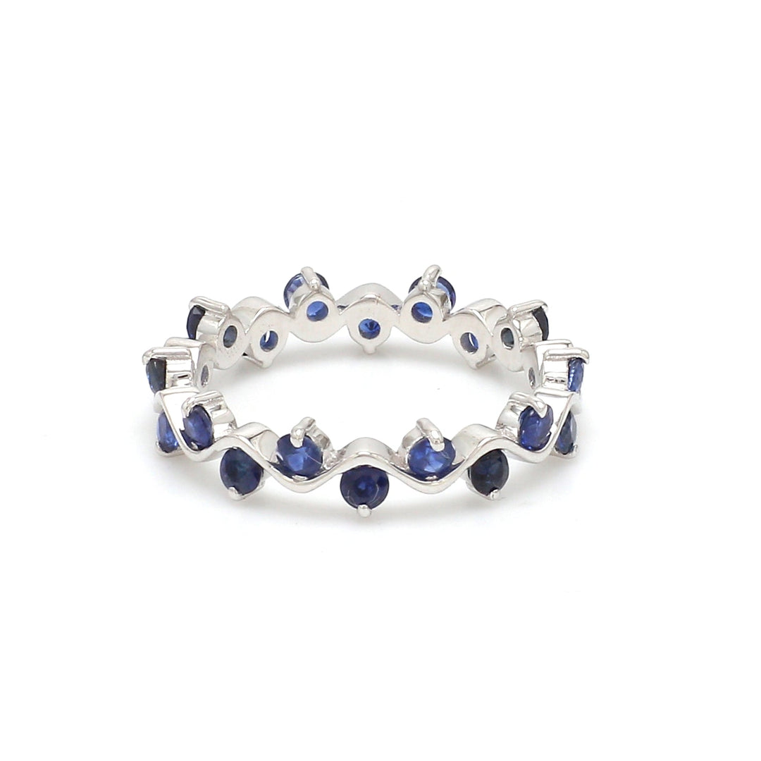 Blue Sapphire Round Upside Down Ring - qivii