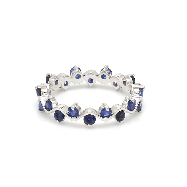 Blue Sapphire Round Upside Down Ring - qivii