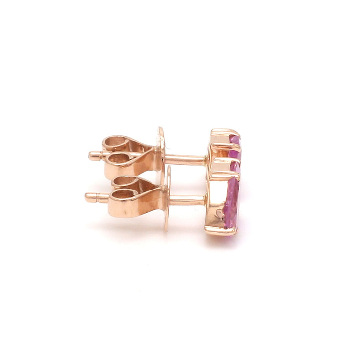 Pink Sapphire Octagon And Pear Two Stone Studs Earring - qivii