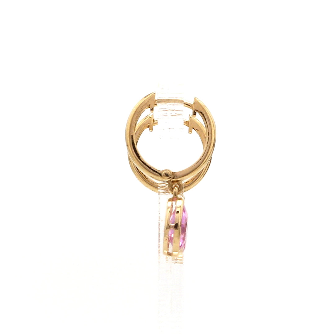 Pink Sapphire Bezel Set Oval Mini Earrings - qivii