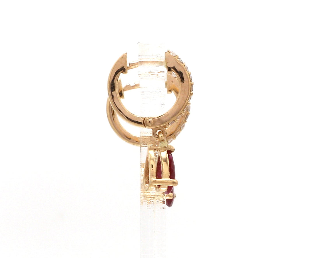 Ruby Pear Diamond Mini Huggies Earrings - qivii