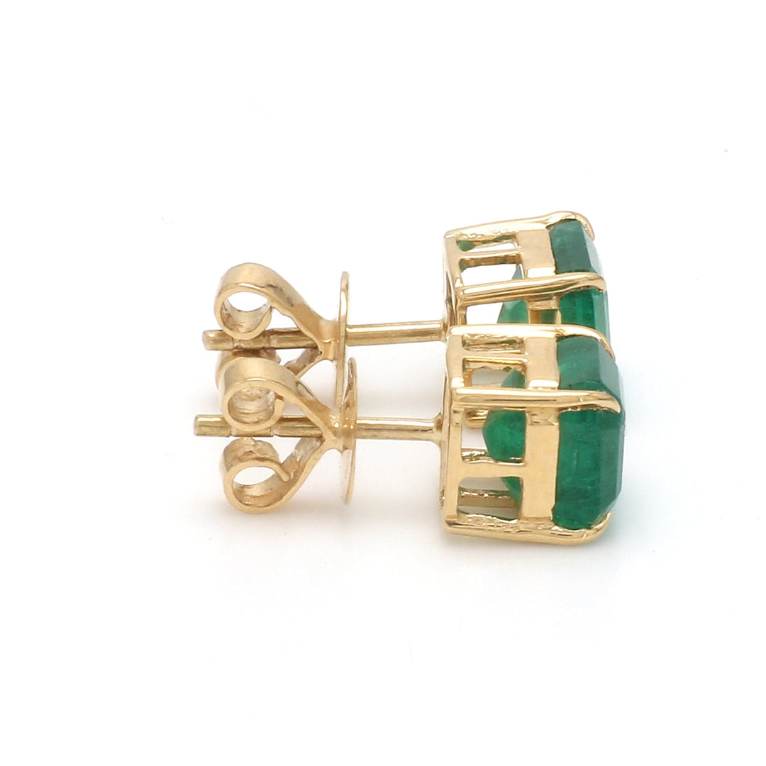 Emerald Asscher Cut Prong Set Studs - qivii