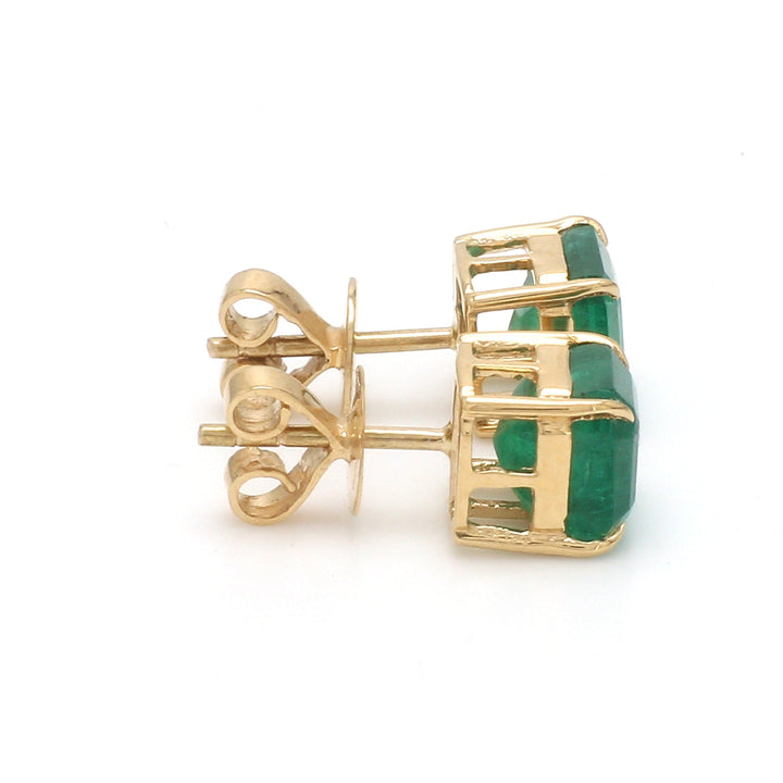 Emerald Asscher Cut Prong Set Studs - qivii