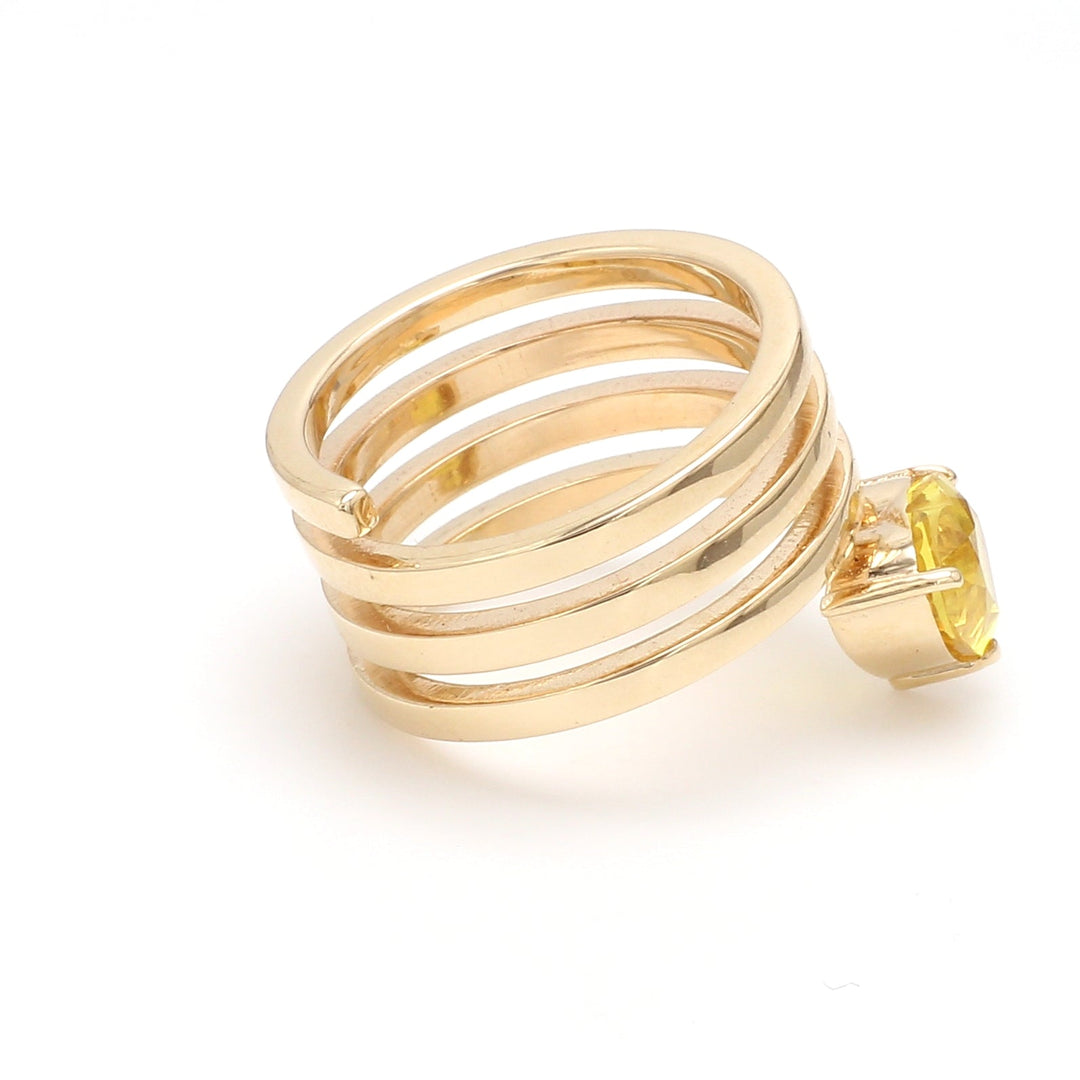Yellow Sapphire Spiral Ring - qivii