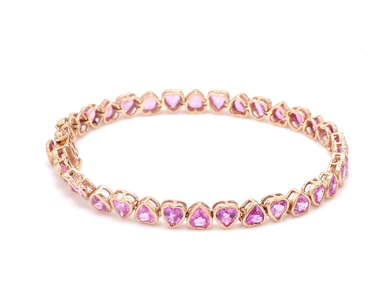 Pink Sapphire Heart Bracelet - qivii